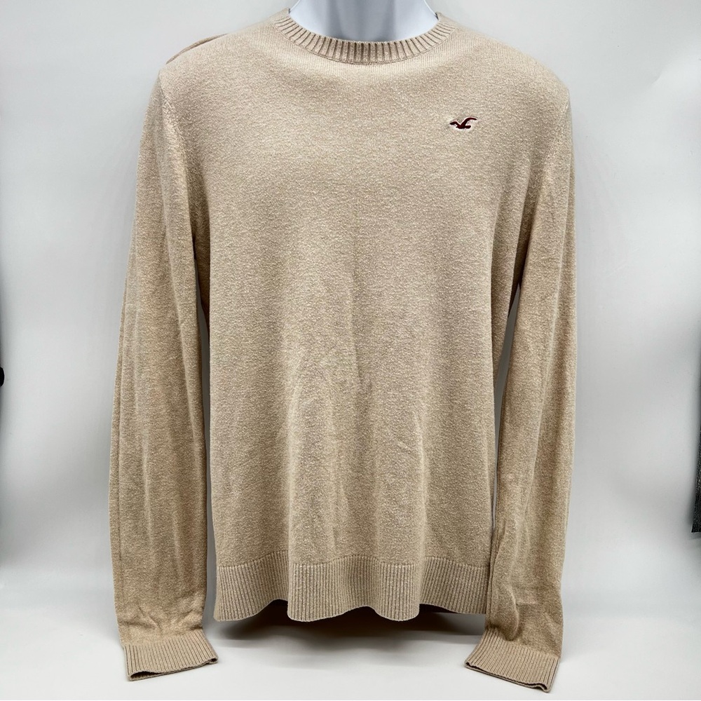 Hollister Men's Tan Crewneck Long Sleeve Sweater-Size M